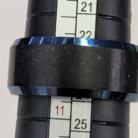 TUNGSTEN CARBIDE Dark Blue Black Wedding Band Ring Size 10.5 - Picture 5 of 5